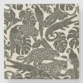 Bold Black and Cream Tropical Jungle Animals  ストーンコースター (正面)