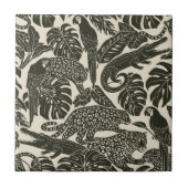 Bold Black and Cream Tropical Jungle Animals  タイル (正面)