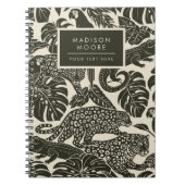 Bold Black and Cream Tropical Jungle Animals  ノートブック (正面)
