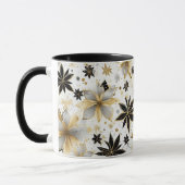Bold Black and Gold Abstract Floral マグカップ (左)