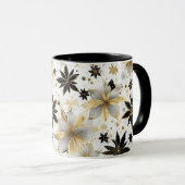 Bold Black and Gold Abstract Floral マグカップ (正面右)