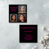 Bold Black and Hot Pink 3 Photo スクエア名刺