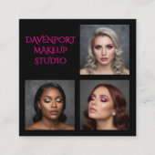 Bold Black and Hot Pink 3 Photo スクエア名刺 (正面)