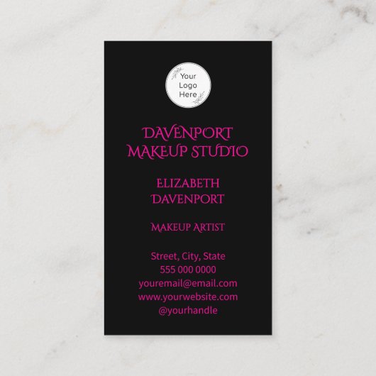 Bold Black and Hot Pink Social Icon QR Code 名刺 (裏面)