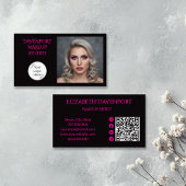 Bold Black and Hot Pink Social Icon QR Code 名刺