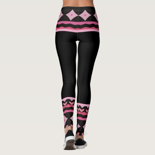 Bold Black and Pink Graphic Leggings レギンス (裏面)