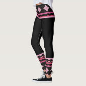Bold Black and Pink Graphic Leggings レギンス (左)