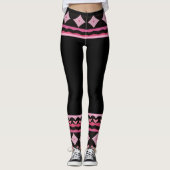 Bold Black and Pink Graphic Leggings レギンス (正面)