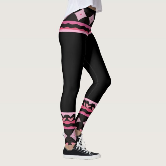 Bold Black and Pink Graphic Leggings レギンス (右)