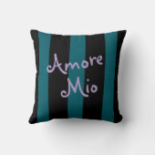 Bold Black and Teal Stripes | Amore Mio クッション (裏面)