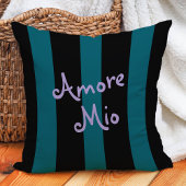 Bold Black and Teal Stripes | Amore Mio クッション