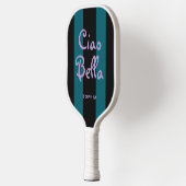 Bold Black and Teal Stripes | Ciao Bella ピックルボールラケット (左)
