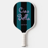 Bold Black and Teal Stripes | Ciao Bella ピックルボールラケット (裏面)