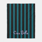 Bold Black and Teal Stripes | Ciao Bella フリースブランケット (正面)