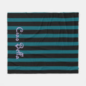 Bold Black and Teal Stripes | Ciao Bella フリースブランケット (正面(横))