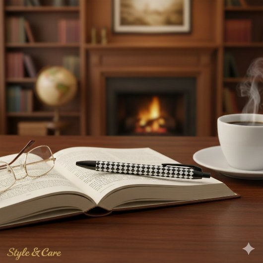 Bold Black and White Chevron Pattern Classic 黒ボールペン