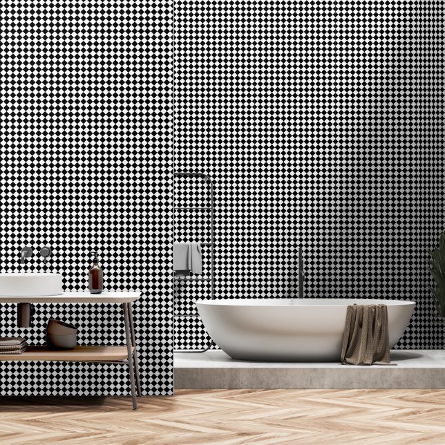 Bold Black and White Chevron Pattern Textured 壁紙 (浴室)