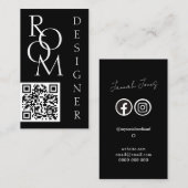 Bold Black and White Minimalist QR Code 名刺 (正面/裏面)