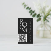 Bold Black and White Minimalist QR Code 名刺 (スタンド正面)