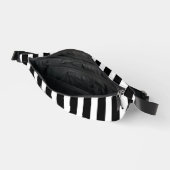 Bold Black and White Striped Waist Bag with Zipper ファニーパック (見開き)