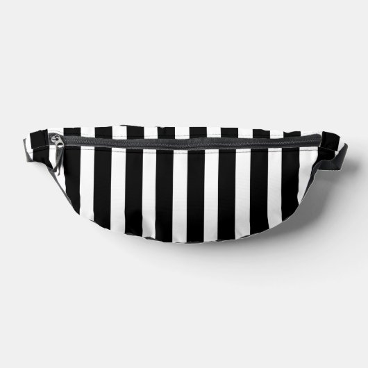 Bold Black and White Striped Waist Bag with Zipper ファニーパック (レイダウン)
