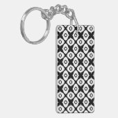 Bold Black and White Symmetrical Arabesque Pattern キーホルダー (正面左)