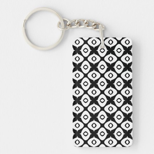 Bold Black and White Symmetrical Arabesque Pattern キーホルダー (正面)