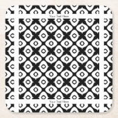 Bold Black and White Symmetrical Arabesque Pattern スクエアペーパーコースター (正面)