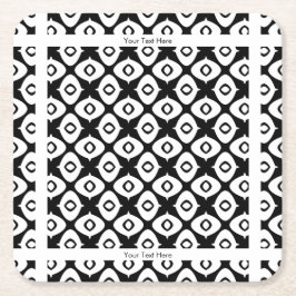 Bold Black and White Symmetrical Arabesque Pattern スクエアペーパーコースター