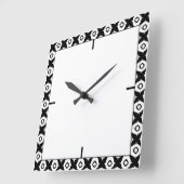 Bold Black and White Symmetrical Arabesque Pattern スクエア壁時計 (傾斜)