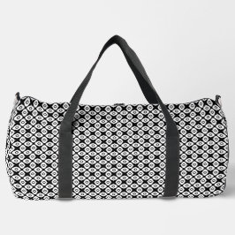 Bold Black and White Symmetrical Arabesque Pattern ダッフルバッグ