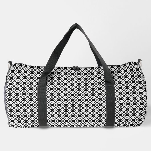 Bold Black and White Symmetrical Arabesque Pattern ダッフルバッグ (裏面)