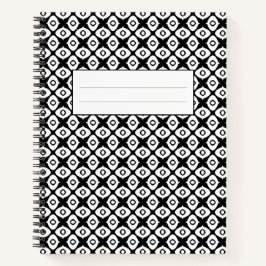 Bold Black and White Symmetrical Arabesque Pattern ノートブック