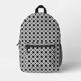Bold Black and White Symmetrical Arabesque Pattern プリントバックパック