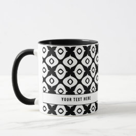 Bold Black and White Symmetrical Arabesque Pattern マグカップ