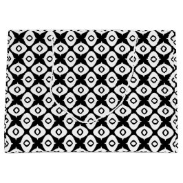 Bold Black and White Symmetrical Arabesque Pattern ラージペーパーバッグ
