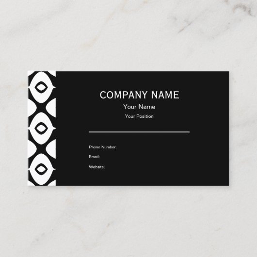 Bold Black and White Symmetrical Arabesque Pattern 名刺 (正面)