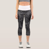 Bold Black and White Topographic Art 🖤 カプリレギンス (正面)