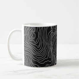 Bold Black and White Topographic Art 🖤 コーヒーマグカップ