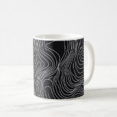 Bold Black and White Topographic Art 🖤 コーヒーマグカップ (正面右)