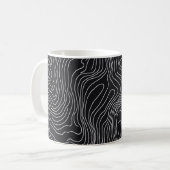 Bold Black and White Topographic Art 🖤 コーヒーマグカップ (正面左)