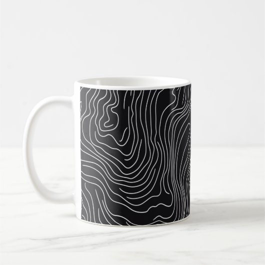 Bold Black and White Topographic Art 🖤 コーヒーマグカップ (左)