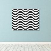 Bold Black and White Wavy Abstract キャンバスプリント (インサイチュ (ウッドフロア))