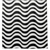 Bold Black and White Wavy Abstract シャワーカーテン (正面)
