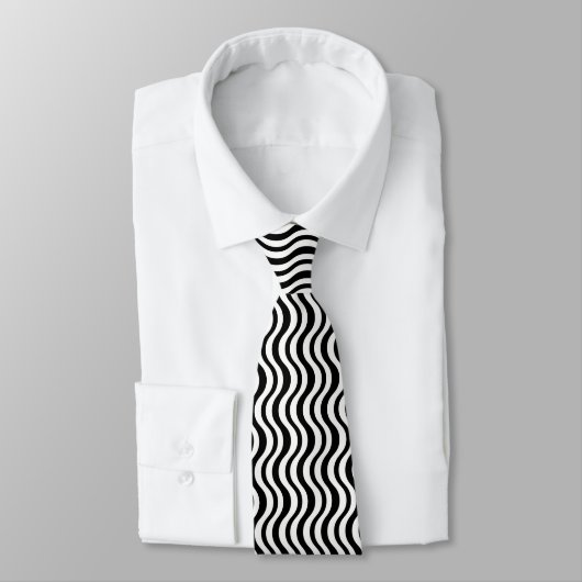 Bold Black and White Wavy Abstract ネクタイ (タイ)