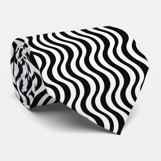 Bold Black and White Wavy Abstract ネクタイ (ロール)