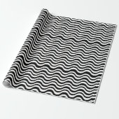 Bold Black and White Wavy Abstract ラッピングペーパー (アンロールド)