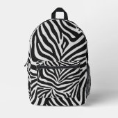 Bold Black and White Zebra Print Pattern プリントバックパック (正面)