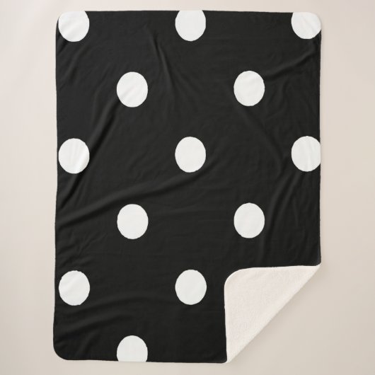 Bold black Background with White Dots シェルパブランケット (正面)
