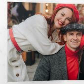 Bold Black Christmas Holly Wavy Frame Photo 三つ折りカード (内部最初)